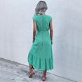thumbnail image 4 of B91xZ Robes pour les Femmes 2024 Élégant Bouton Manches Courtes vers le Bas Robe Casual Cravate Taille Midi Robes, Vert M, 4 of 5