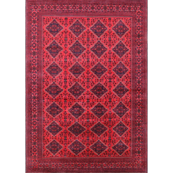 Ahgly Company Indoor Rectangle Mid-Century Modern Dark Raspberry Purple Oriental Area Rugs, 6' x 9'