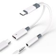 thumbnail image 1 of Adaptador de auriculares y cargador USB C a 3,5 mm, conector de audio auxiliar 2 en 1 a USB C con cable de carga rápida PD para iPhone 16, 15 Pro Max, Samsung Galaxy S24, S23, S22, Pixel, 1 of 8