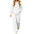 thumbnail image 2 of Lutiedan 2 Piece Sweatsuit for Women Casual Baggy Fleece Tracksuit Long Sleeve Hoodie with Pocket and Barrel Sweatpants S-3XL, 2 of 7