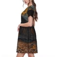 thumbnail image 2 of Fotbe Rustic Cabin Autumn Forest Vestido Largo de Moda para Mujer, Vestido Tipo Camiseta con Manga Corta y Estilo Casual a Rayas y Bloques de Color, 2 of 6