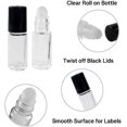 thumbnail image 6 of Clear (1/6 Oz/5 ml) Plain Glass Container Tubes Roll-On Bottles with Ball Tips and Black Caps for Homemade Lip Care Products, Essential Oils, Cosmetic Gift, Perfumes (24 Pack), 6 of 6