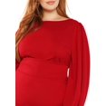 thumbnail image 4 of Vestido ajustado con cinturón y manga farol larga con cuello redondo para mujer de talla grande Adepaton WRMH-230-2, 4 of 6