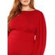 thumbnail image 4 of Vestido ajustado con cinturón y manga farol larga con cuello redondo para mujer de talla grande Xemadio WRMH-230-2, 4 of 6