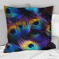 thumbnail image 2 of Designart "blue and purple Vibrant Peacock Feather" Animal Print Printed Throw Pillow, 2 of 5