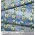 thumbnail image 2 of Soimoi Cotton Cambric Fabric Leaves & Magnolia Floral Print Fabric by The Yard 56 Inch Wide, 2 of 3