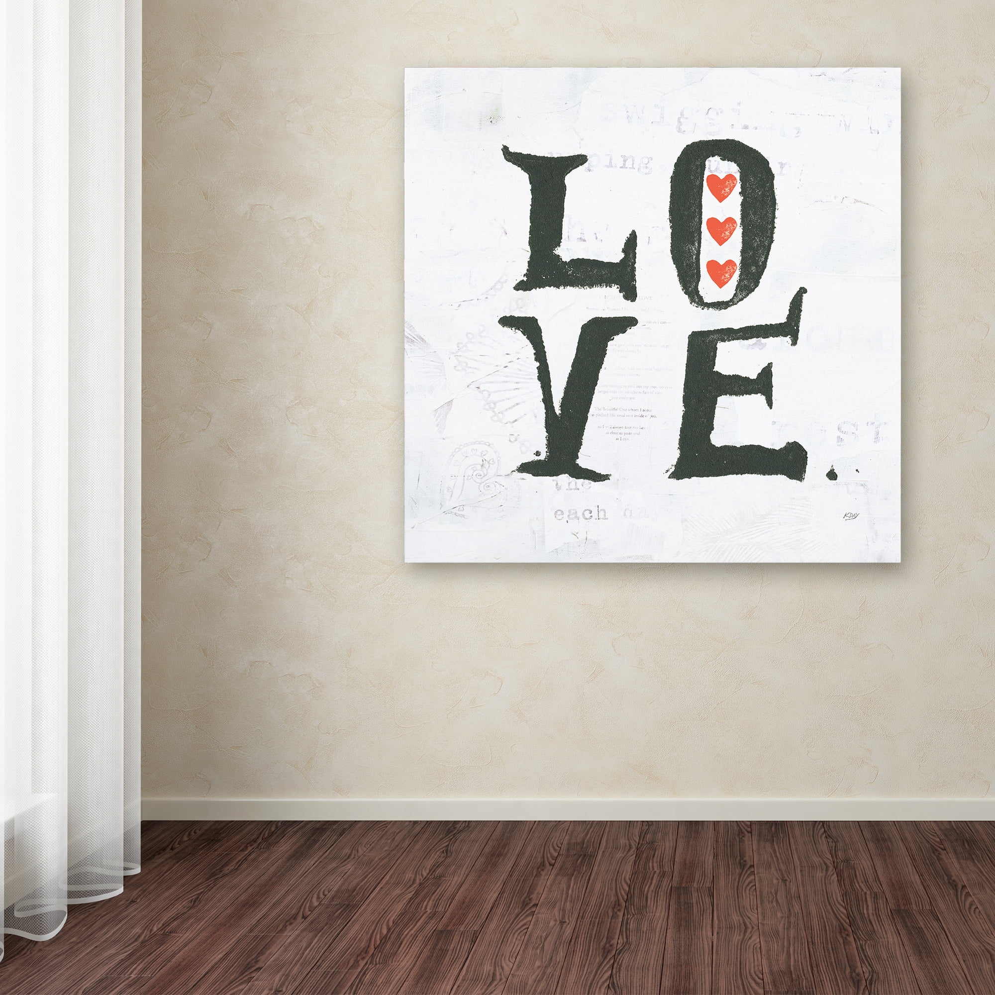 Trademark Fine Art "Love" Canvas Art by Kellie Day