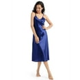 thumbnail image 2 of Women Satin Nightgown Silk Chemise Mini Slips V Neck Negligee Sleepwear with Adjustable Straps Dark Blue XXL, 2 of 7