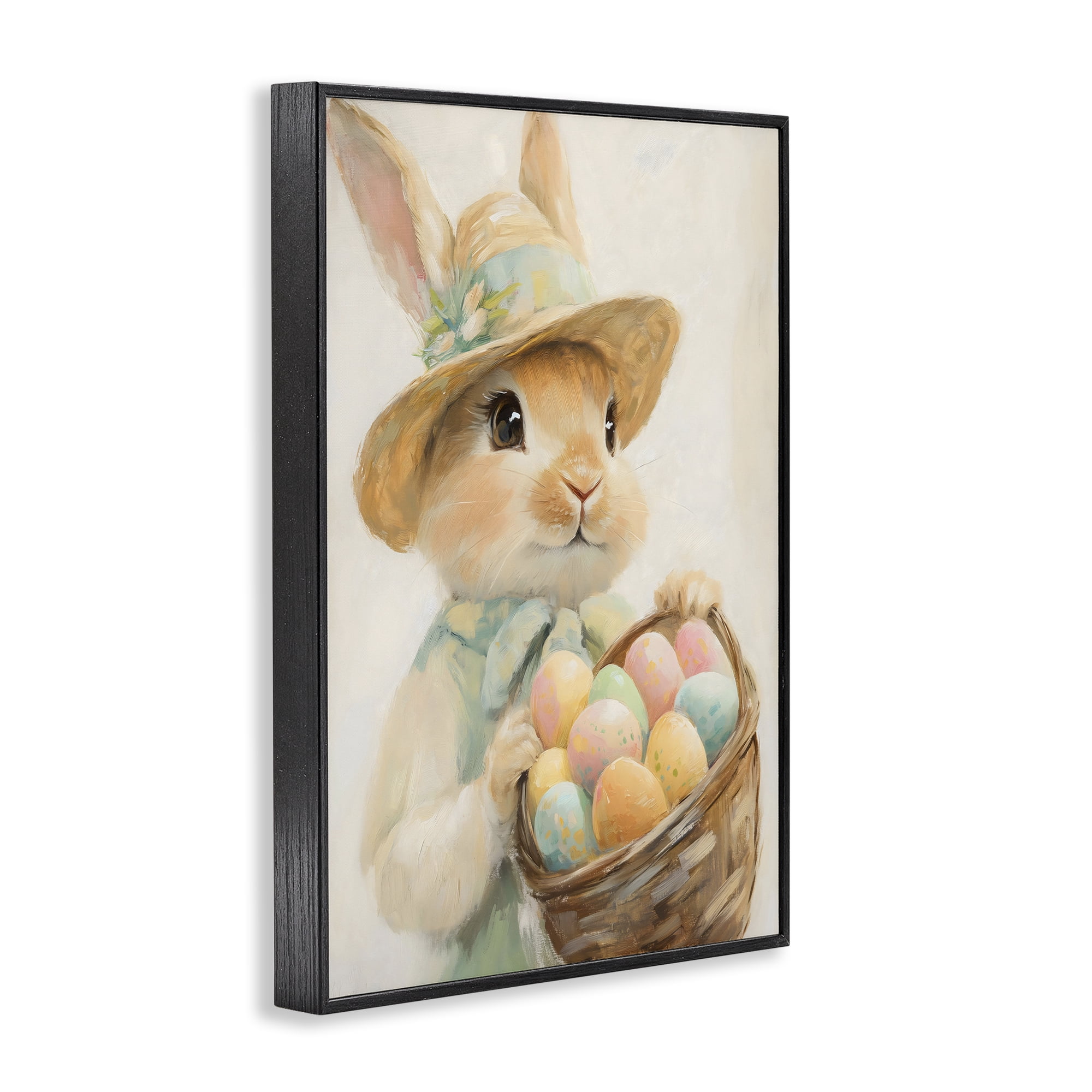 Stupell Industries Easter Egg Basket Rabbit Black Framed Giclee Art, design by The Prints Vibe