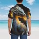 thumbnail image 4 of Fotbe Golden White Fire Dragon Camisa Hawaiana para Hombre Unisex – Camisa Casual de Verano con Botones de Manga Corta de Algodón y Lino,XX-Large, 4 of 7