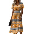 thumbnail image 2 of Halloween Dresses for Women Ghost Pumpkin V Neck Spooky Dresses Short Sleeve Funny Causal Dress, XL, 2 of 5