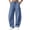 Blue, variant on Women's Solid Color Front Square Patch Pocket Wide Leg Sweatpants Drawstring Elastic Waist Loose Barrel Silhouette for Campus Daily Wear Army Green XXL