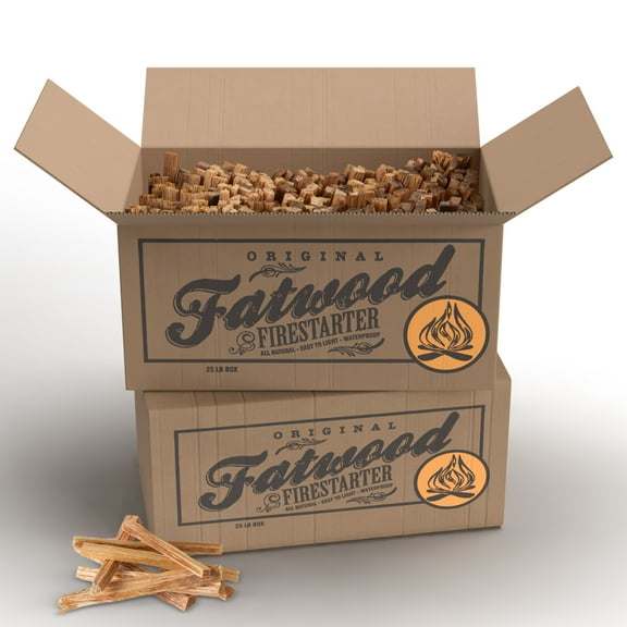 Pure Garden 25lb Box Fatwood Pine Wood Fire Sticks 2-Pack - Indoor or Outdoor Fire Starters