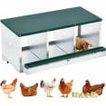 thumbnail image 1 of Bingirl Nesting Boxes for Chickens, 3 Compartment Metal Chicken Nesting Box with Swing Perch, Rollout Egg Collection, Wall Mountable Chicken Nesting Boxes for Laying Eggs, 1 of 6