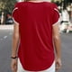 thumbnail image 4 of Top de cuello redondo de manga corta casual de color sólido de verano para mujer OAVQHLG3B Store  lin121212, 4 of 5