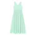 thumbnail image 4 of YUUMIN Kid Girls Chiffon Formal Dress Beaded Junior Bridesmaid Dress V Neck Party Gown Mint Green 14, 4 of 5
