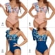 thumbnail image 3 of Wosthever Traje de baño de mujer de moda de un solo hombro estampado traje de baño cómodo traje de playa portátil Sexy ropa Traje de baño Rosa m, 3 of 6