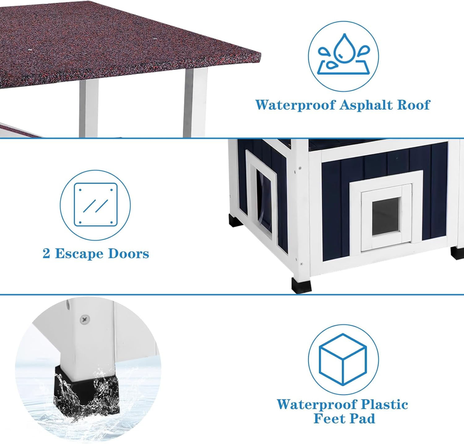 4 Tiers Outdoor Cat House 45.1" Feral Cat Shelter Weatherproof Outside Enclosure for Multiple Cats