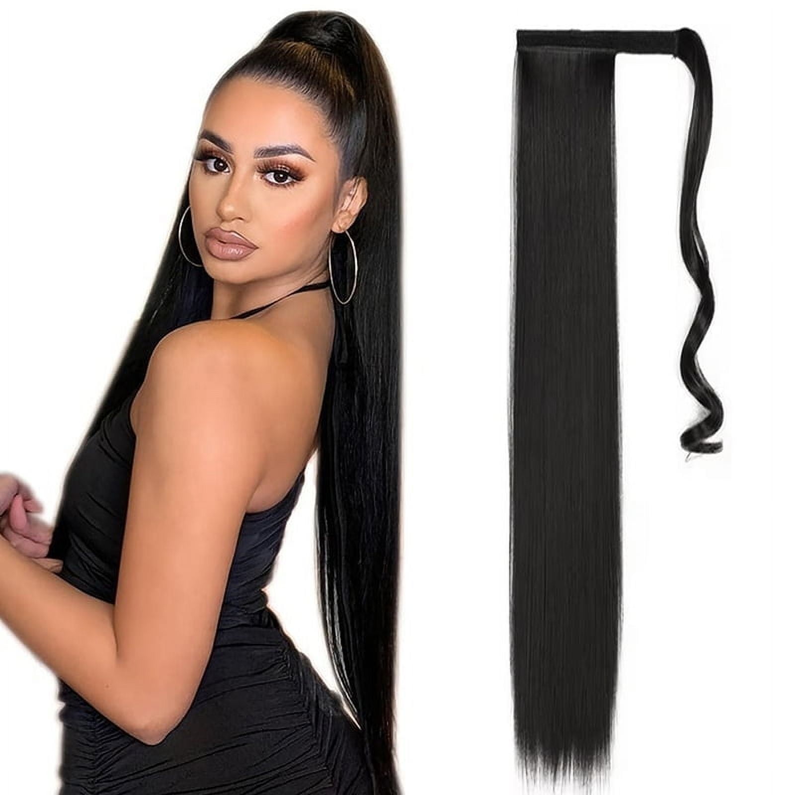 DIFEI 22-34 Inch Synthetic Long Straight Ponytail Wig Straps Wrapped Around Woman's Ponytail Natural Ponytail Hair Extension