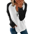 thumbnail image 2 of Pntutb Mujeres Casual Sólido Cremallera Empalme Suelto Con Capucha Manga Larga Cuello En V tops Pntutb Pntutb-3892, 2 of 6