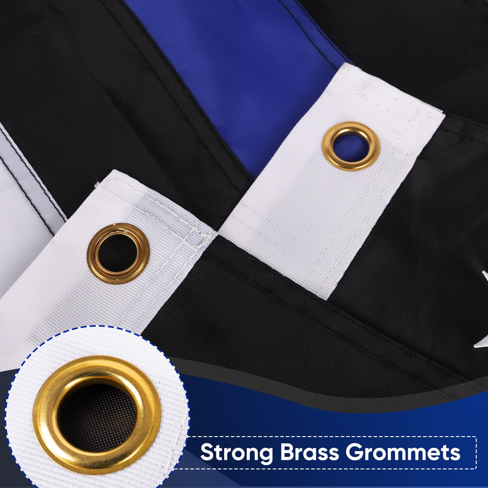 Thin Blue Line Flag for Outdoor - Embroidered Stars Police Flag, Heavy Duty Back The Blue Banner with 2 Brass Grommets for Law Enforcement Support, All-Weather Nylon