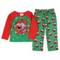 thumbnail image 2 of Sesame Street Kid's Elmo Festive Christmas Wreath 2-Piece Sleepwear Long Sleeve Fleece Raglan Pajama Set Loungewear, 2 of 7