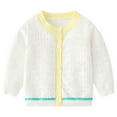 thumbnail image 3 of GYRATEDREAM Toddler Girls Crewneck Cardigan Sweaters Long Sleeve Kids Button Cotton School Uniform Knit Tops Outwear for 6-7Y White, 3 of 10