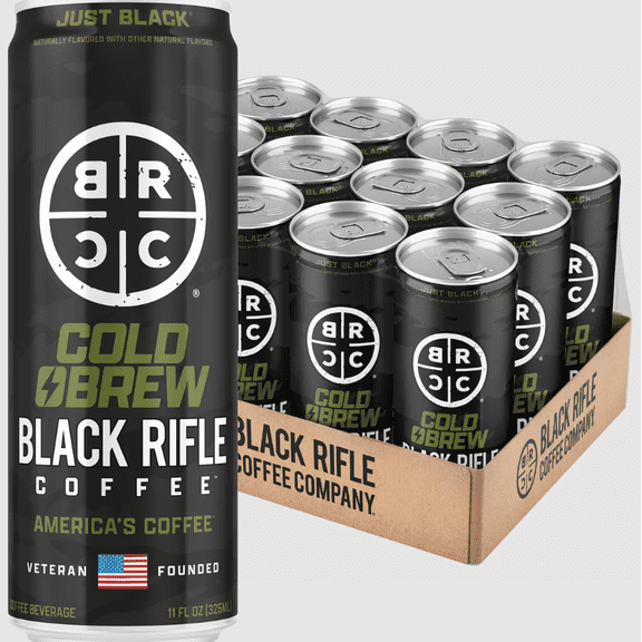 Black Rifle Coffee Company Just Black Cold Brew Coffee, 11 fl oz, 12-Pack