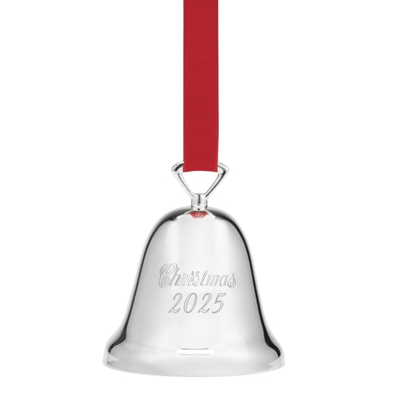 Reed and Barton Ornaments, 2025 Annual Christmas Bell Silverplate Ornament, Christmas Tree Decorations, Includes a Red Ribbon for Hanging, Winter Tree Decor, Winter Decorations (Silver, 1 Piece) C111