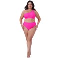 thumbnail image 3 of DARING DIVA Plus Size Women's Bikini Two Piece One Shoulder Swimsuit 1X Hot Pink, 3 of 5