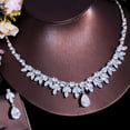 thumbnail image 6 of Shiny White Gold CZ Leaf Drop Dangle Necklace Earrings Dancing Party Jewelry Set, 6 of 8
