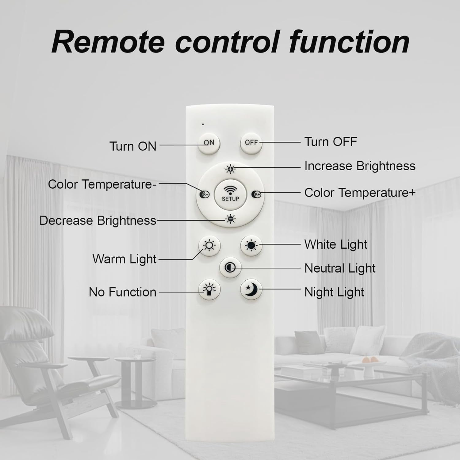 Modern LED Flush Mount Ceiling Light with Remote Dimmable Control, 4 Rings Acrylic Close to Ceiling Light Fixture for Bedroom Living Room Kitchen Office, Adjustable Brightness Indoor Ceiling Mount