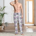 thumbnail image 5 of Uemuo Violets Flowers Pattern Men's Wide Leg Palazzo Lounge Pants with Pockets Light Weight Loose Comfy Casual Pajama Pants-XX-Large, 5 of 9