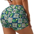 thumbnail image 2 of Wukai Lemon and Leaves Print Pack Biker Shorts for Women Yoga Workout Gym Running Scrunch Active Shorts-Small, 2 of 8