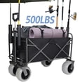 thumbnail image 2 of Olurrisa Fishing Cart with Rod Holders,Beach Wagon with Big Wheels for Sand 500lbs Capacity - All Terrain Steel Frame Utility Cart with 9" Pneumatic Tires,Strap with multiuse Bag,Black, 2 of 8