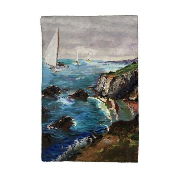 Betsydrake KT1164 16 x 25 in. Sailing the Cliffs Kitchen Towel