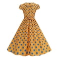 thumbnail image 4 of Purcolt Women's 1950s Retro Cocktail Dress Summer Casual Short Sleeve Shawl Collar Polka Dot Midi Dress Party Evening Prom Gown Tea Dresses, 4 of 6