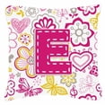 thumbnail image 3 of Letter Flowers and Butterflies Pink Fabric Decorative Pillow, 3 of 7