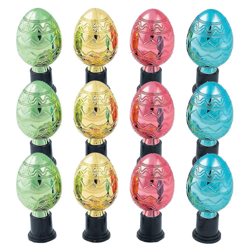 Easter Egg Hunt Trophies - Pack of 12 Shiny Egg Trophies in Assorted