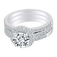 thumbnail image 3 of AFFY 14k White Gold Plated Silver Center 1ct 6.5mm G-H-I Color Halo Moissanite Wedding Engagement Rings Set for Women 3 Pieces Ring Size-5.5, 3 of 3