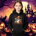 thumbnail image 2 of CUZIBR Kids Girls Halloween Graphic Hoodie Baggy Ghost Pumpkin Print Oversized Pullover Sweatshirt With Pocket Long Sleeve School Outdoor Casual Daily Cute Fall Winter Streetwear,Black,7-9 Years, 2 of 4