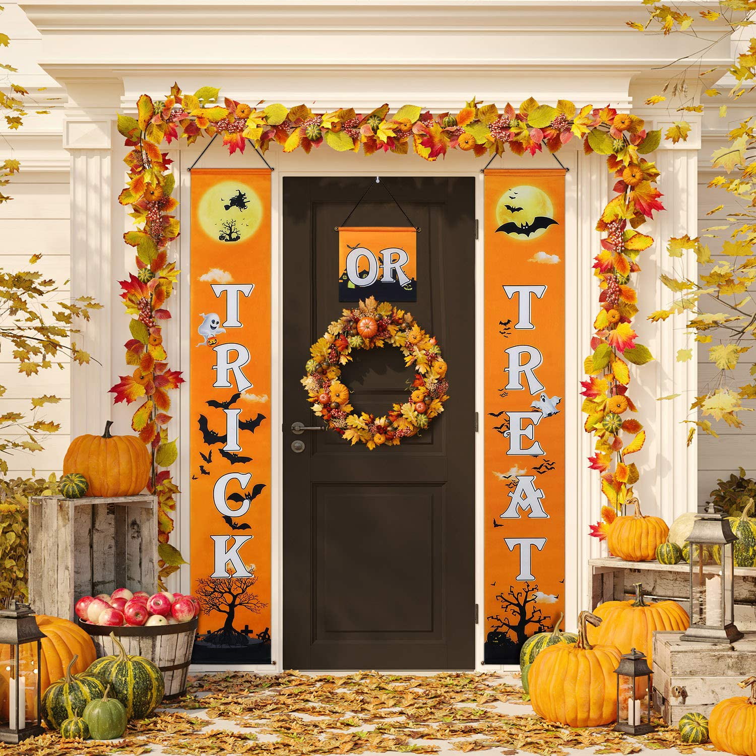 Details about   RIFFUE Halloween Decorations Outdoor Trick or Treat Halloween Porch Signs for 
