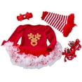 thumbnail image 1 of Juego de Conjunto Navideño para Bebés Recién Nacidas, Vestido Mono con Bandas y Leggings, 1 of 5