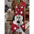 thumbnail image 3 of Vestido mini sexy de manga corta con cuello en V y estampado de amor de Minnie Mouse de Disney para mujer, diseño para exteriores, 3 of 5