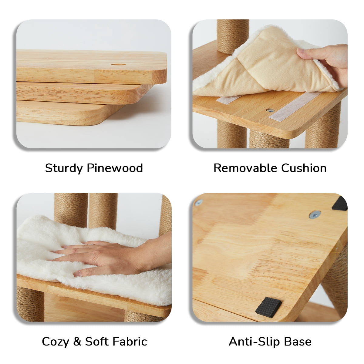 FUKUMARU Dog & Cat Stairs with Scratching Post, Wooden, over 6 Combinations