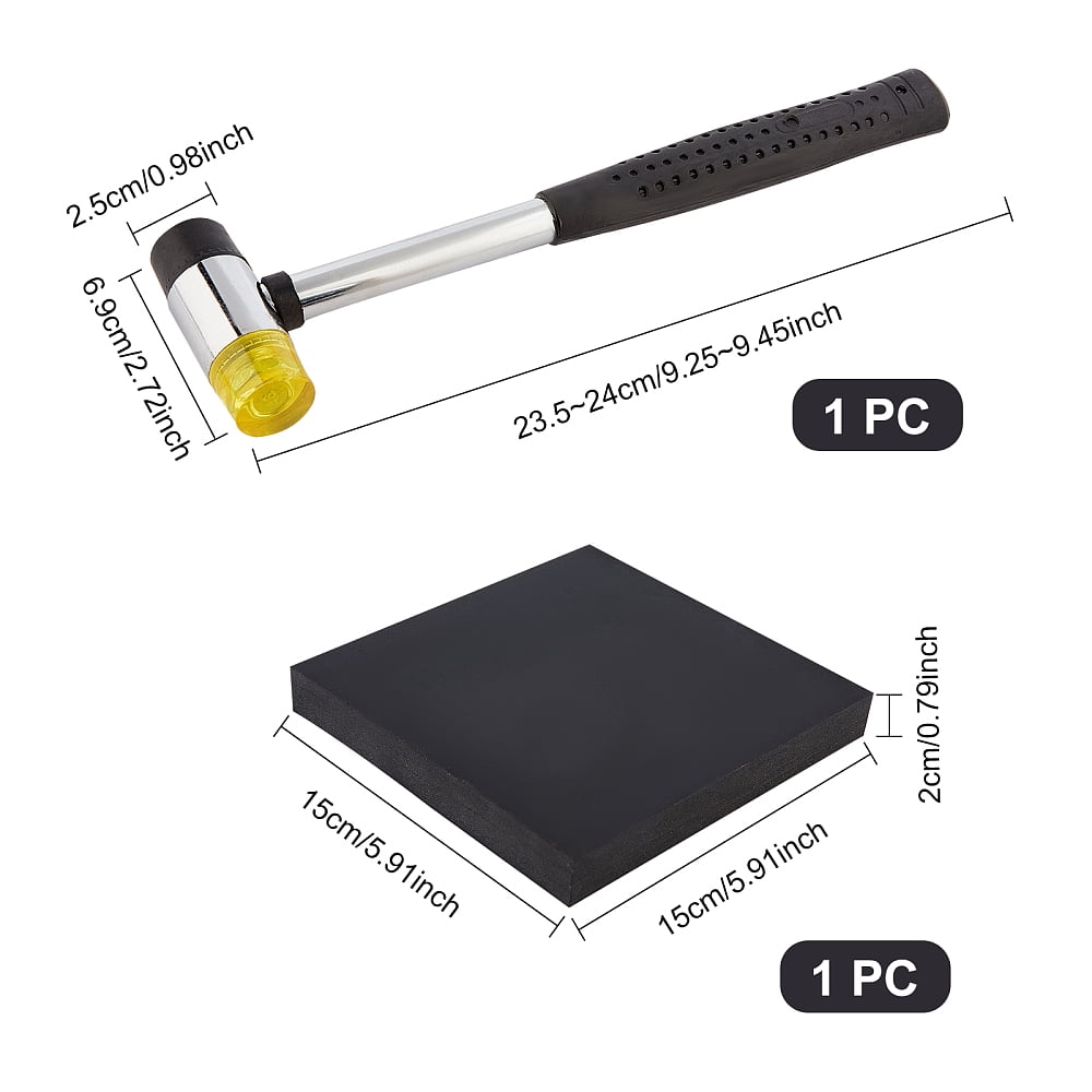1Pcs 9.25x2.52x0.98 Inch Dual Head Rubber Hammer with Black Rubber Bench Block Double-Faced Soft Mallet