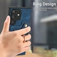 thumbnail image 4 of Nalacover For Samsung S21 Ultra Case Ring Holder Kickstand with Credit Card Holder, Back Flip Premium Leather Magnetic Clasp Removable Wirst Hand Strap Cover for Samsung Galaxy S21 Ultra, Blue, 4 of 15