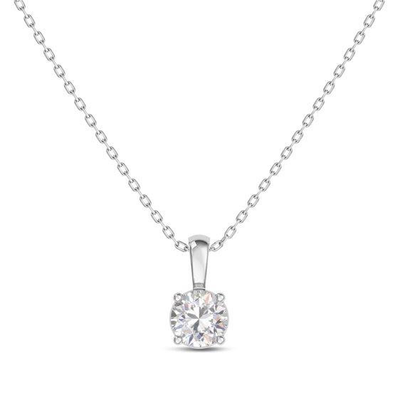 EternalDia IGI Certified 0.25Ct-3.00 Carat Diamond Color/Clarity F-VS2, 14K Gold 4 Prong Set Round-cut Lab Grown Diamond Solitaire Necklace Pendant Chain (0.50Ct Lab Grown White Gold)