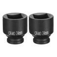 thumbnail image 1 of 2pcs 4 Point Square Socket 1/2" Drive 24mm Metric CR-MO Impact Wheel Socket, 1 of 7