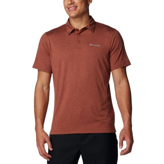 Columbia Mens Regular fit Short Sleeve Polo Shirt Small Orange Solid